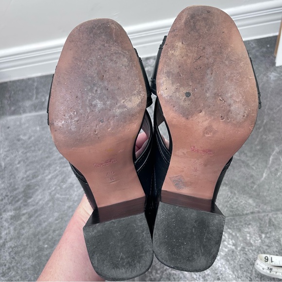 Coach Meggie Black Leather Open-Toe Block Heel Mules Size 7.5B - Picture 8 of 16